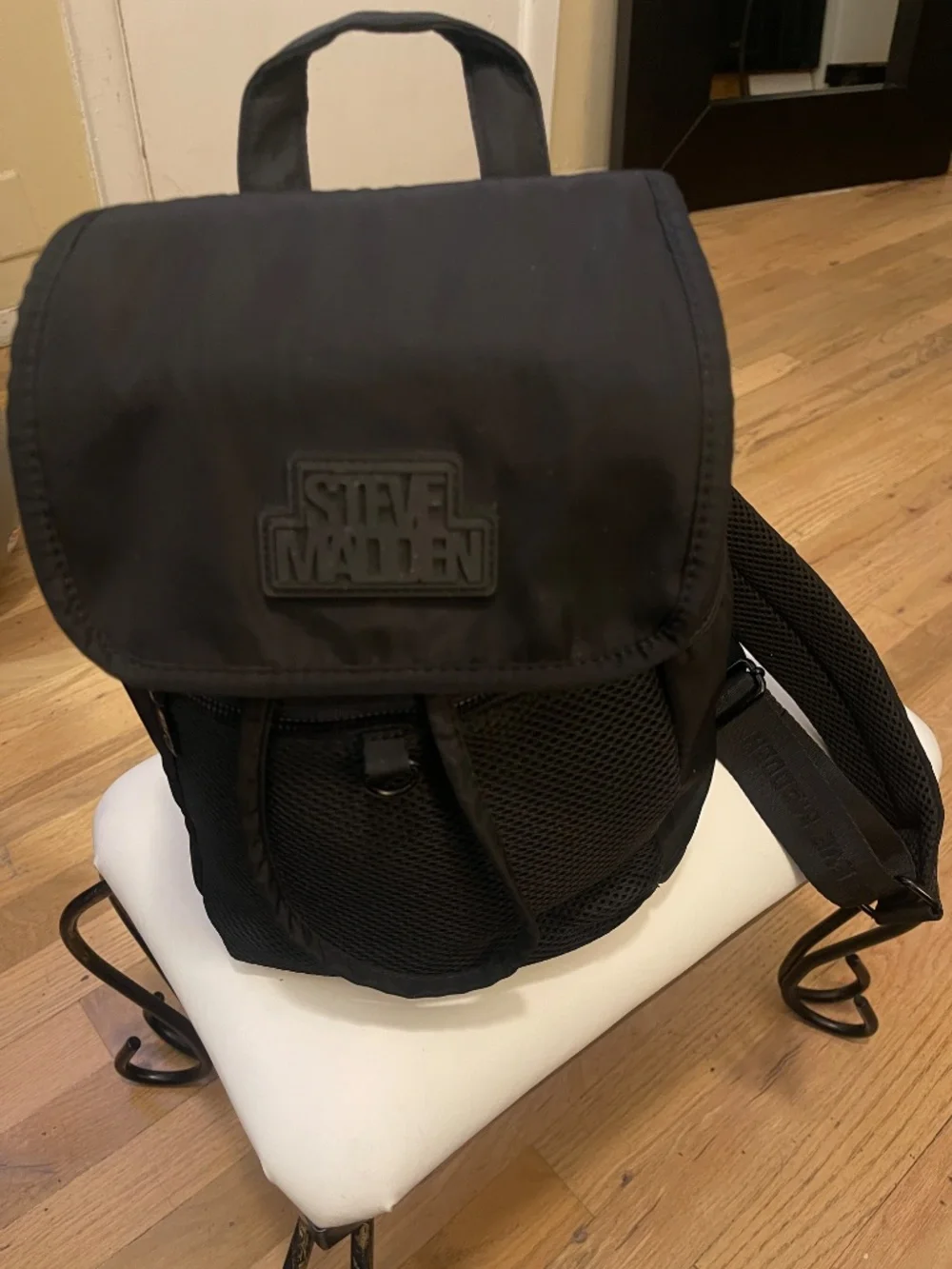 Steve Madden Black Nylon Mini Backpack Sling Bag 10x11